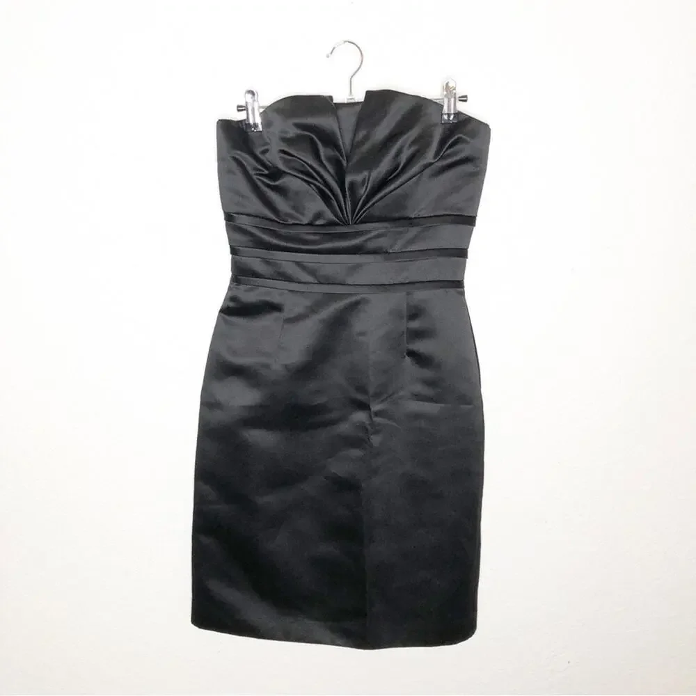WHBM sweetheart gathered neckline strapless satin dress size 2